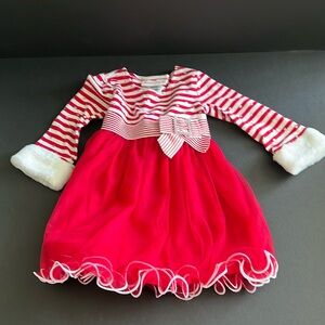 Christmas Dress Red, White with SilverBuckle and dots. Size18 months
